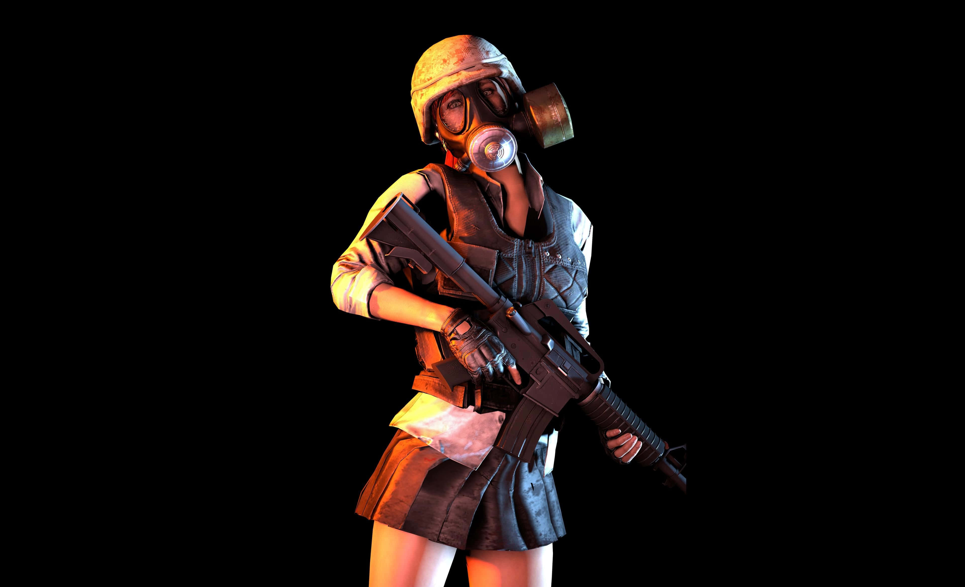 PUBGガスマスクを着用した女性キャラクター 壁紙