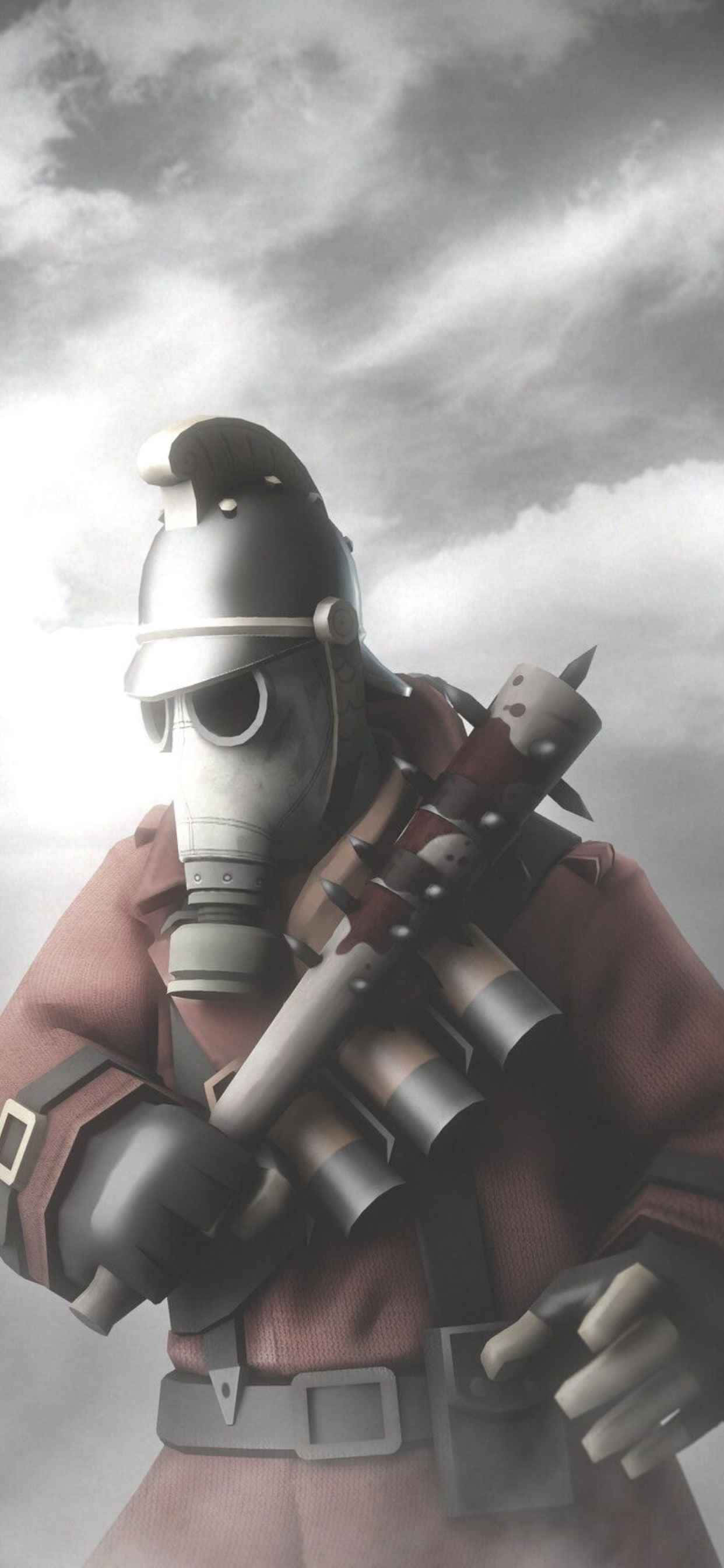 グレースケールPyro iPhone XS Max Team Fortress 2背景 壁紙