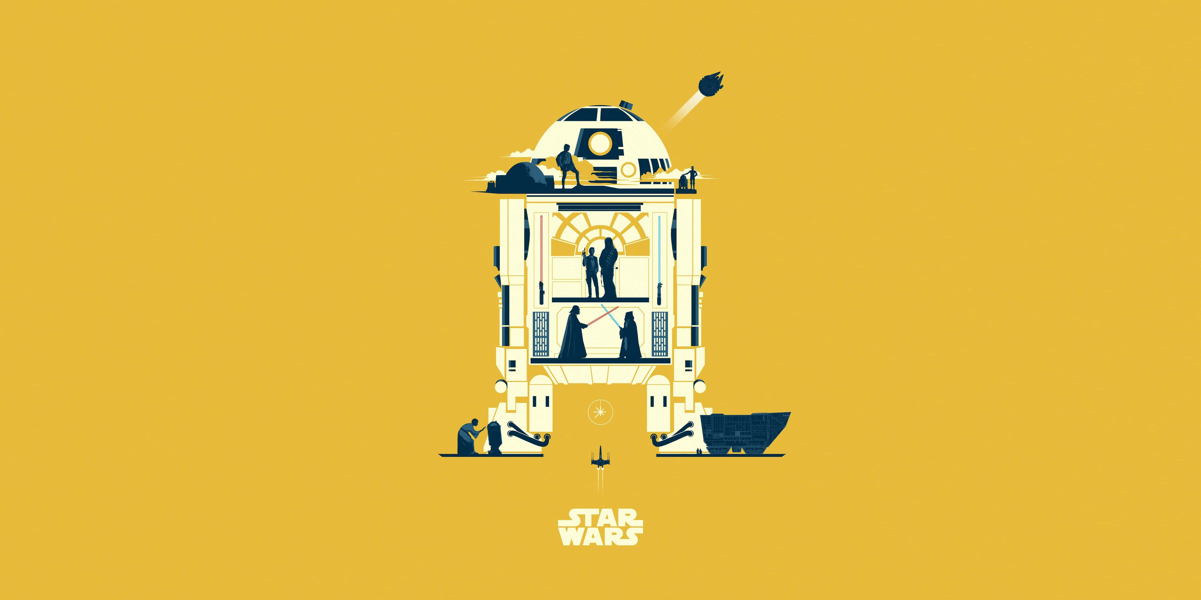 黄色いR2-D2のiPad 壁紙