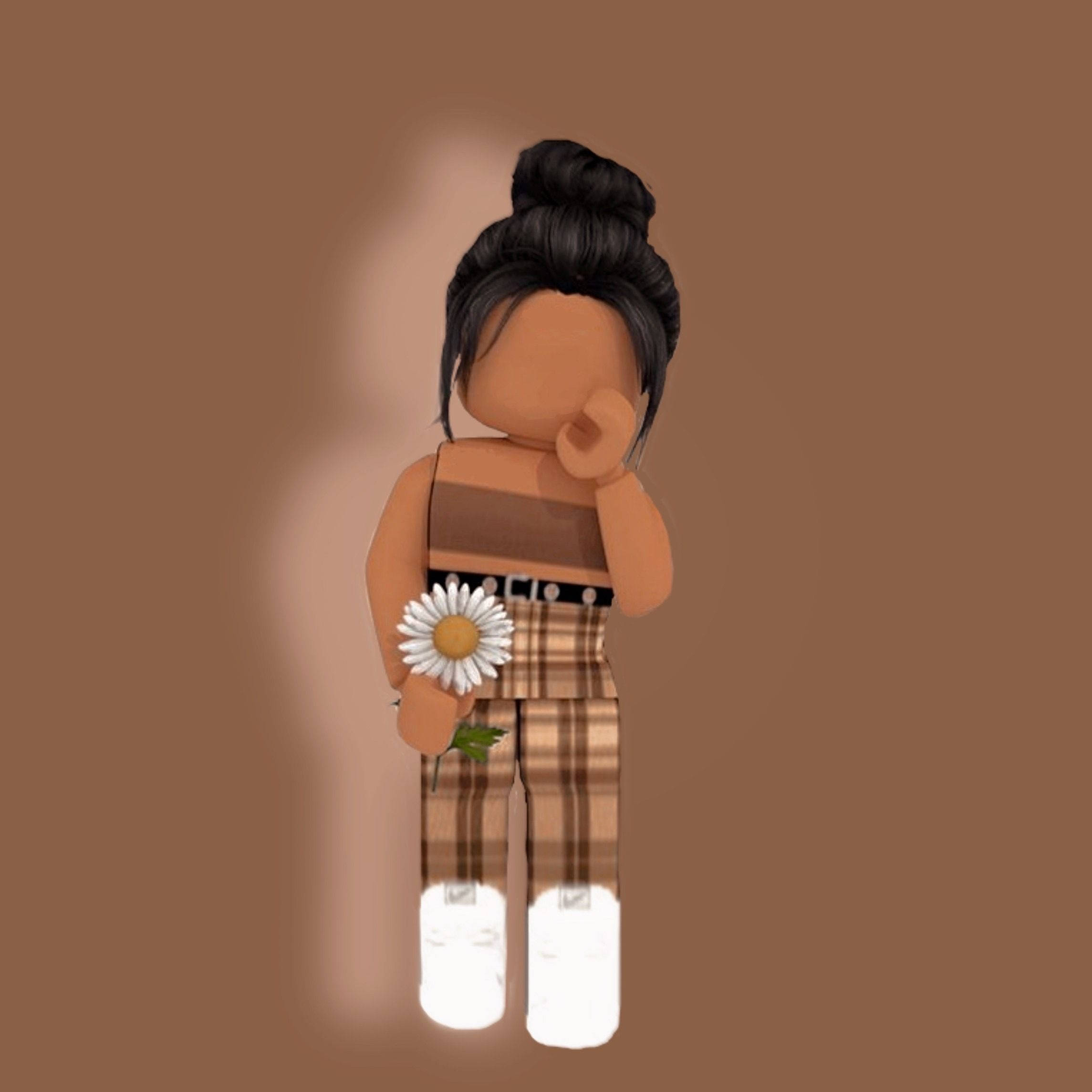Roblox アート風 白い花の少女 壁紙