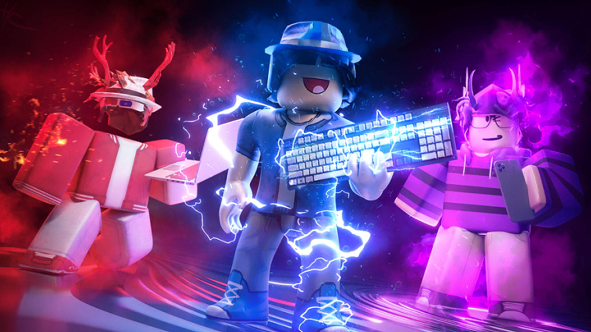 赤、青、紫のクールなRoblox 壁紙