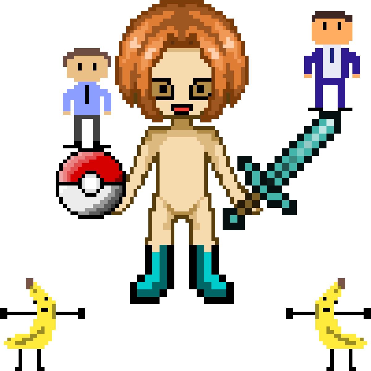 ピクセルアートのRobloxキャラクターにPokemonとMinecraftの要素を融合 壁紙