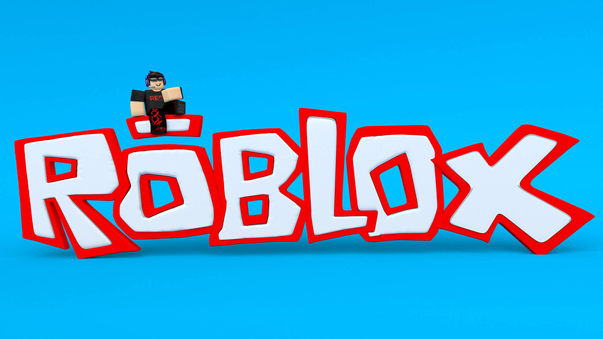 青い背景のRobloxゲームカバーのクールな3D壁紙