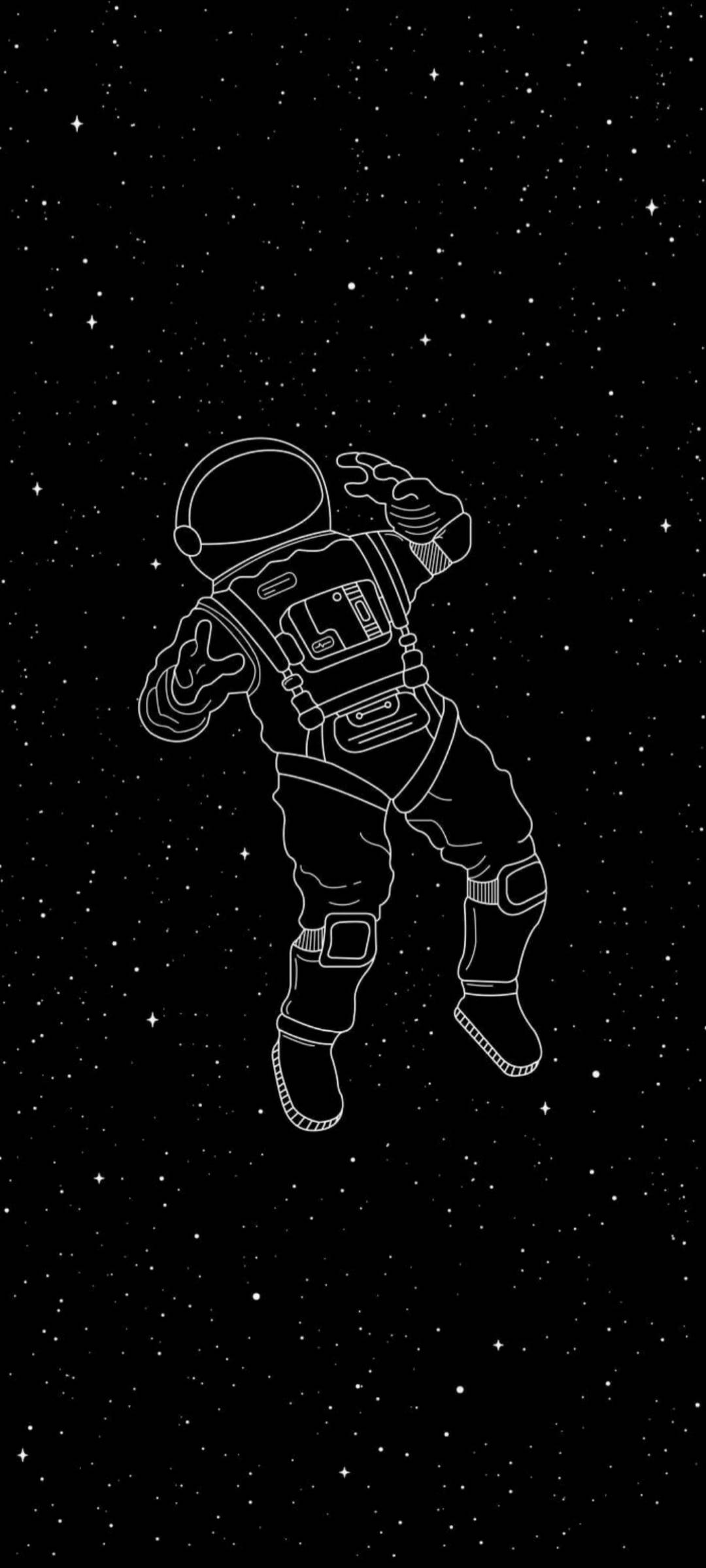 S10+ 白黒の宇宙飛行士 壁紙