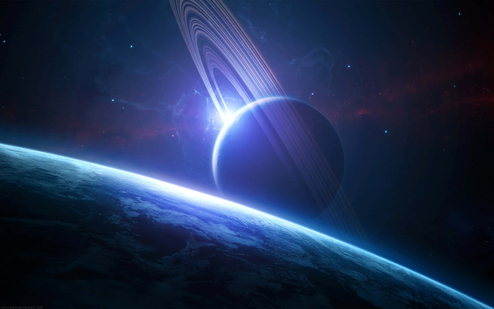 Samsung DeX と環のある惑星 壁紙