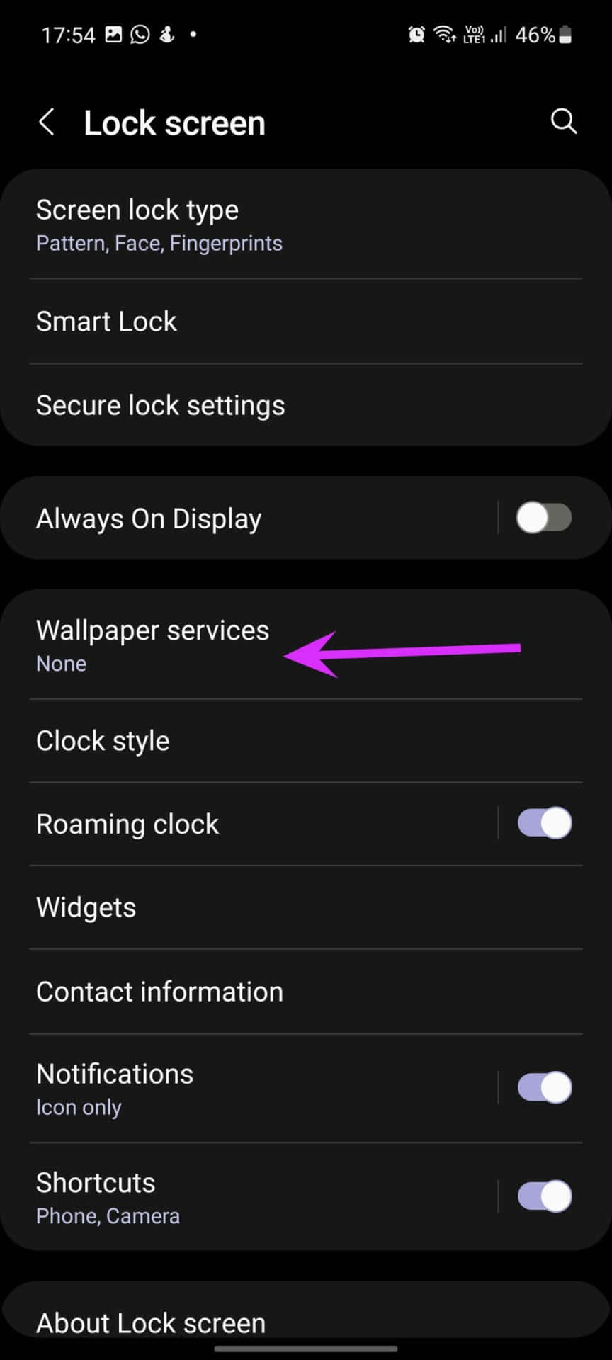 Samsung Galaxy S10eのロック画面設定 壁紙