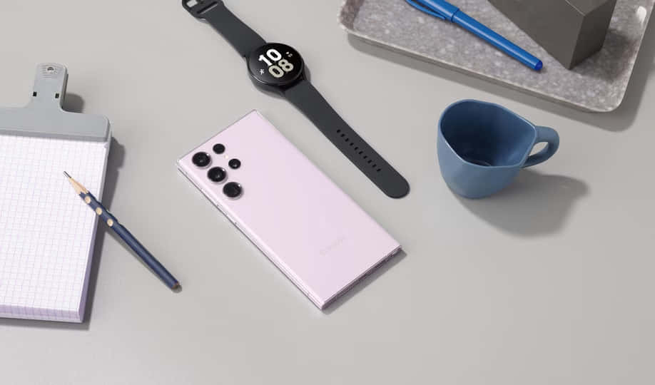 Samsung S23 Ultra ピンクのワークスペースセットアップ 壁紙