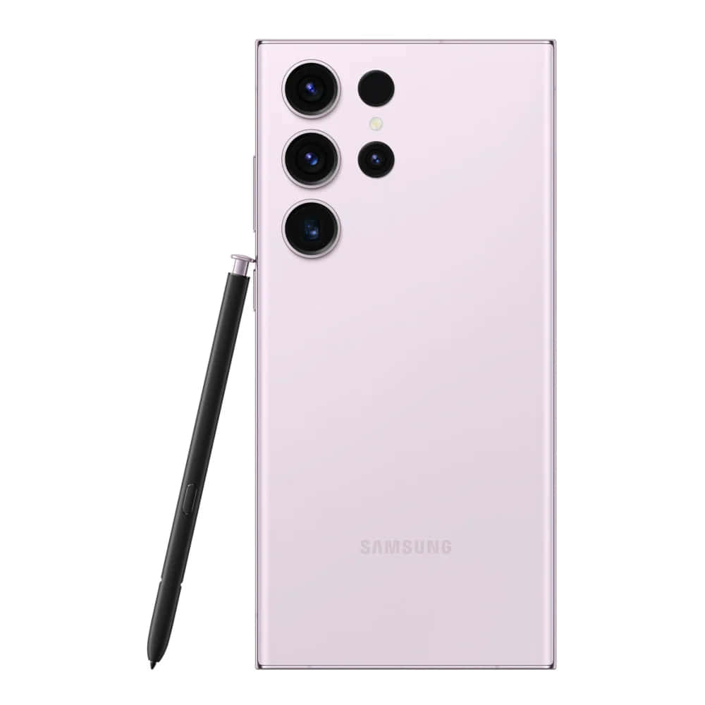 ピンクのSamsung S23 UltraとSペン 壁紙