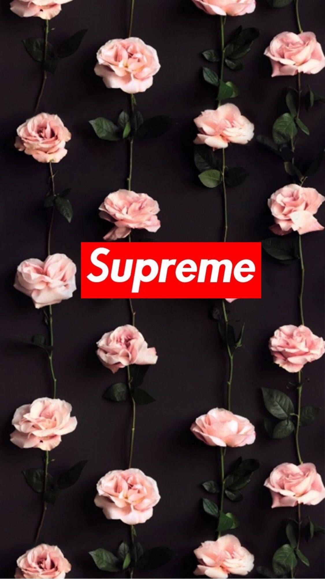 Supreme ピンクの花 かわいいiPhone 壁紙