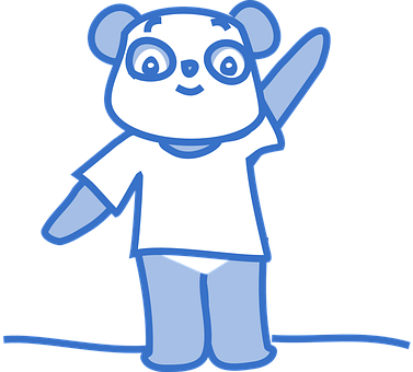 青いTシャツを着たパンダのキャラクター 壁紙
