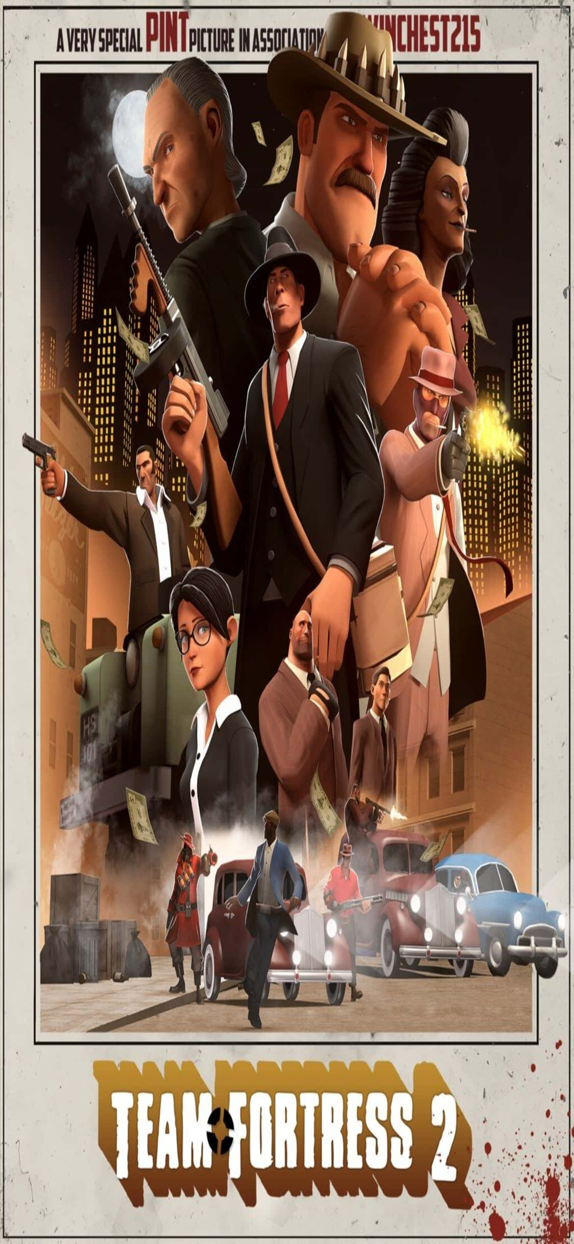 手のひらに広がるスリリングなアクション - TF2背景のiPhone Xs 壁紙