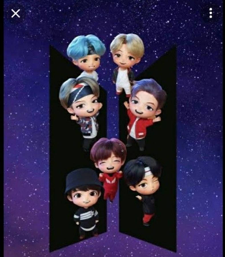 TinyTan BTSが星降る青い背景に輝く 壁紙