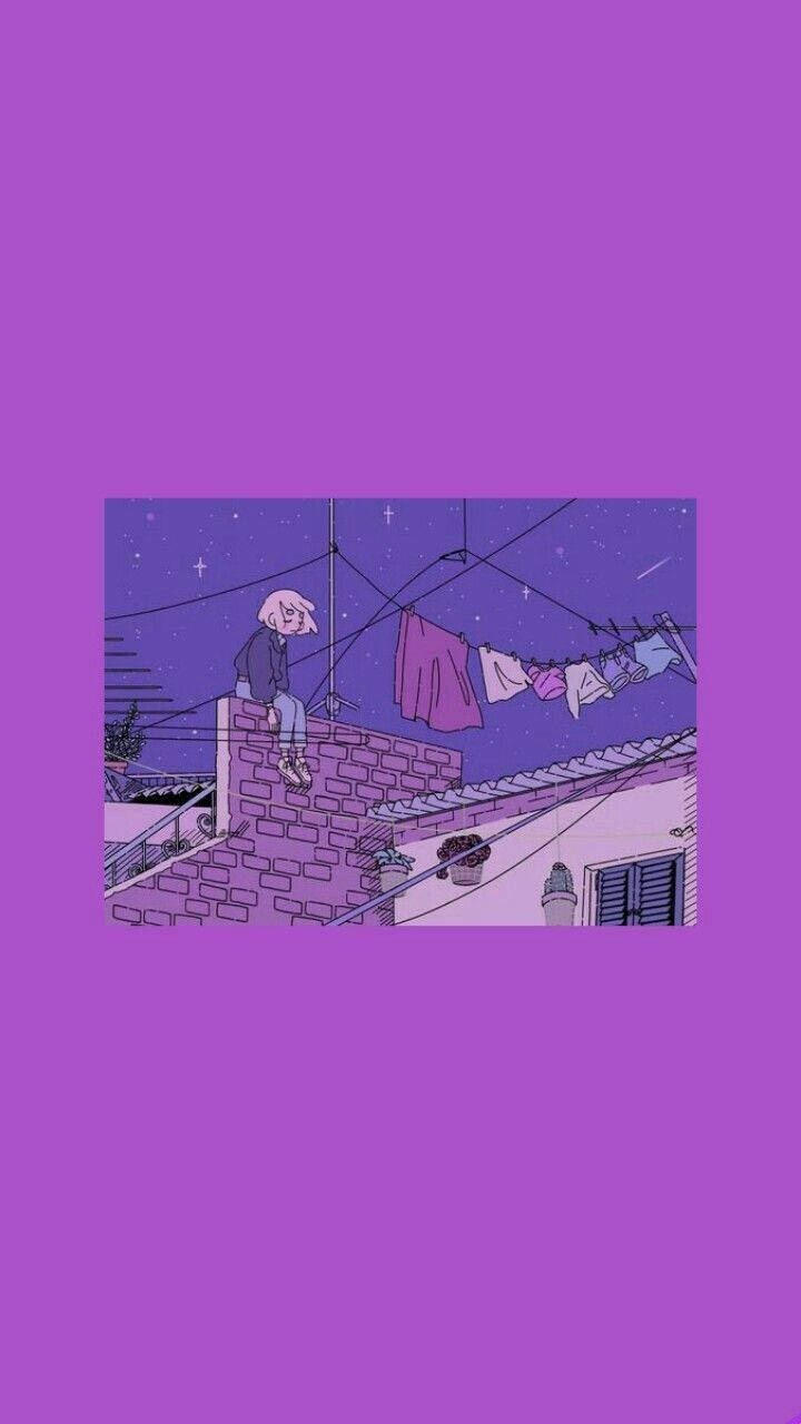 アニメ風の女の子 パステルパープル Tumblr 壁紙
