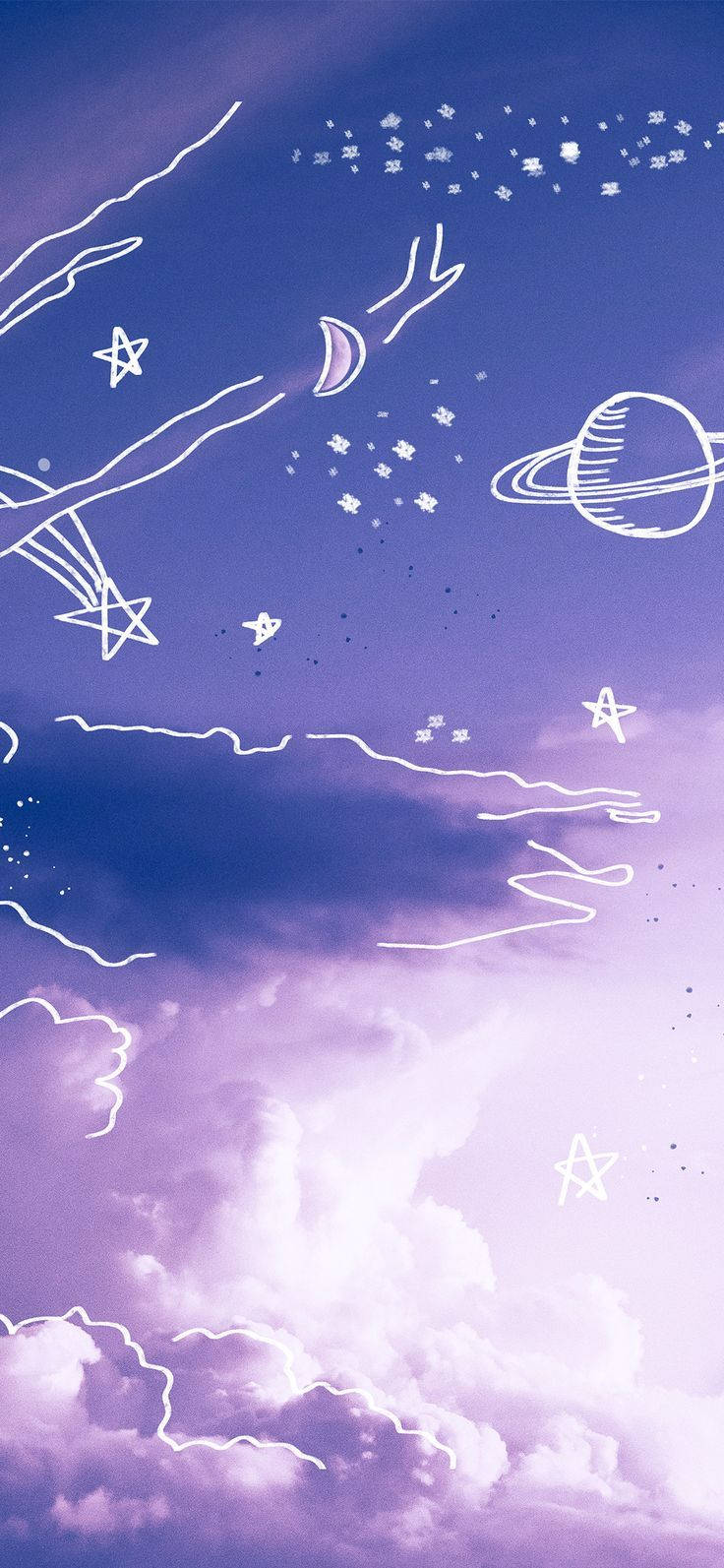 雲と惑星のパステルパープル Tumblr 壁紙