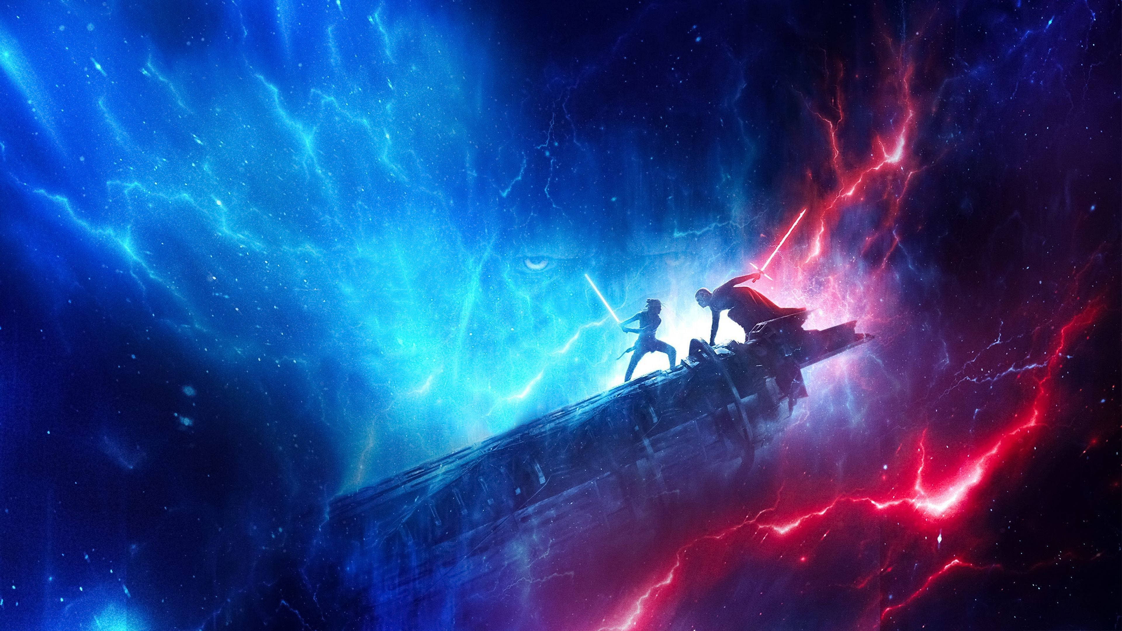 TV 4K スター・ウォーズ レイ カイロ・レン 青と赤 壁紙