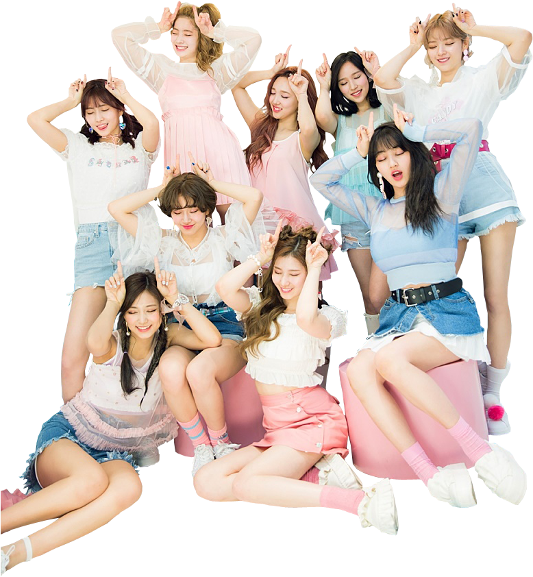 Twice Kpopグループ ポーズ 明るい衣装 壁紙
