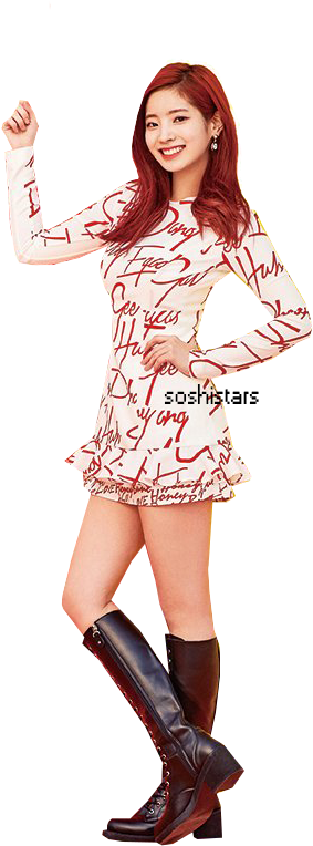 プリントドレスを着たTWICEメンバーのポーズ 壁紙