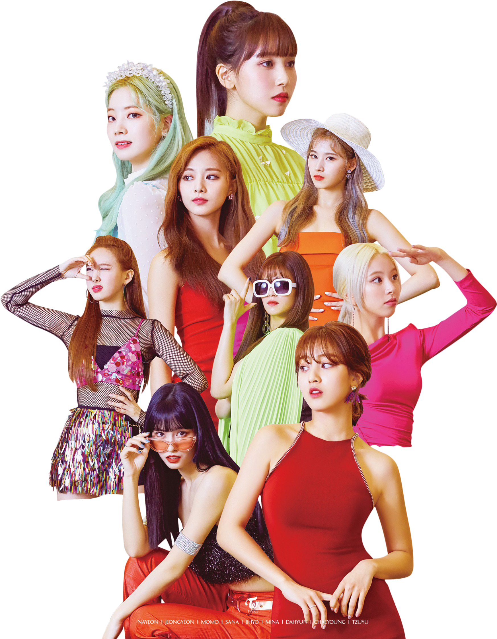 TWICEメンバーカラフルファッション 壁紙