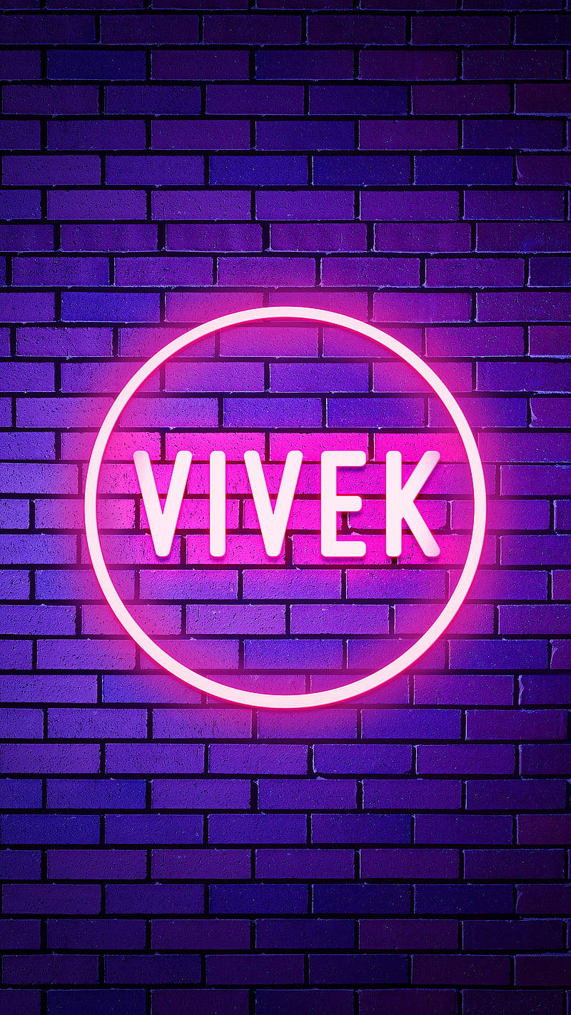 光るネオンサイン「Vivek」 壁紙