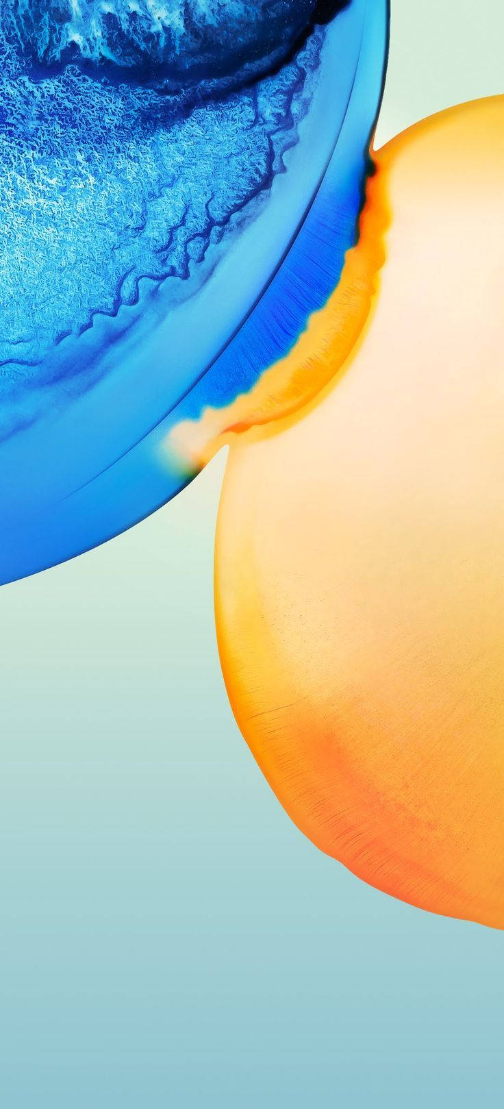 Vivo Y20 青とオレンジの泡 壁紙