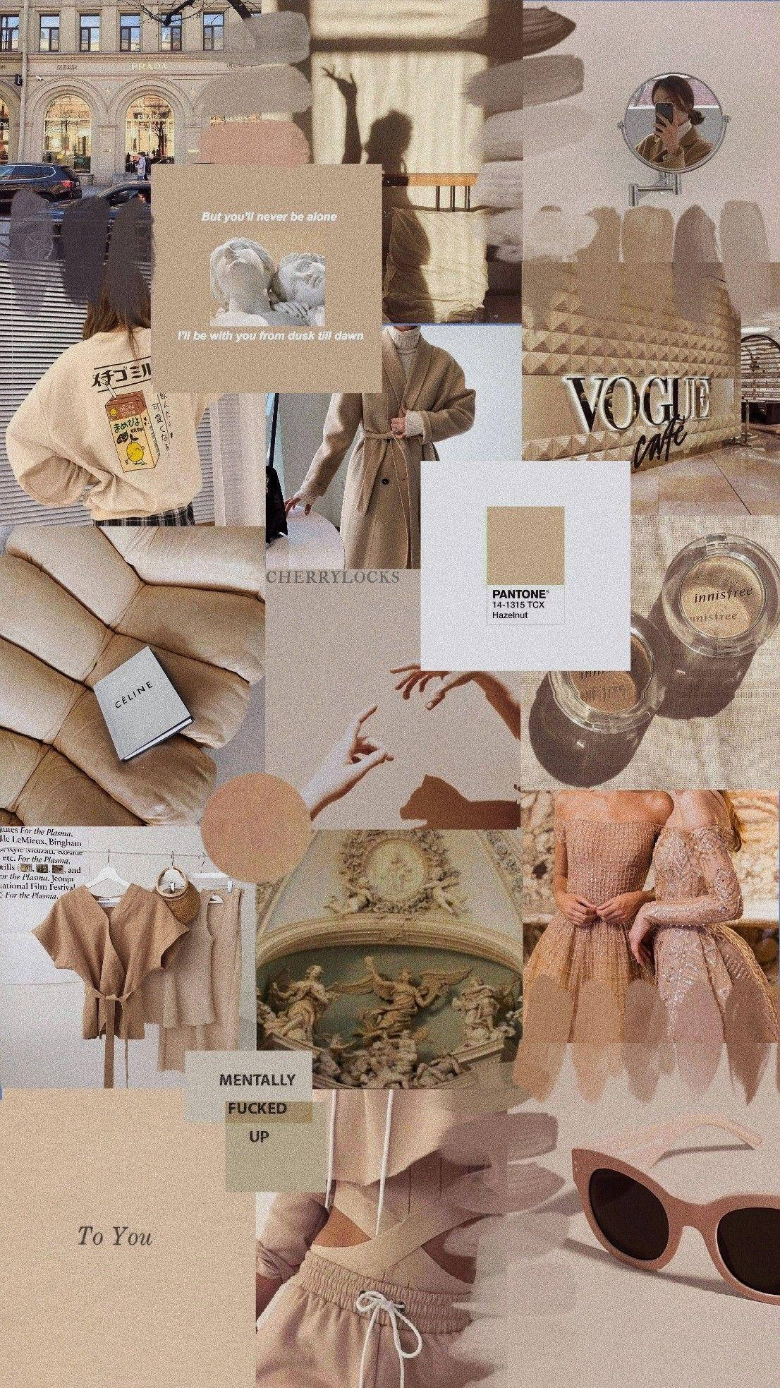 ベージュブラウンの美学が際立つVogue誌アート 壁紙