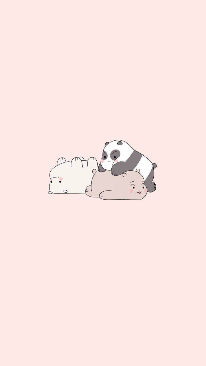 かわいいアート風『We Bare Bears』遊ぶ姿 壁紙