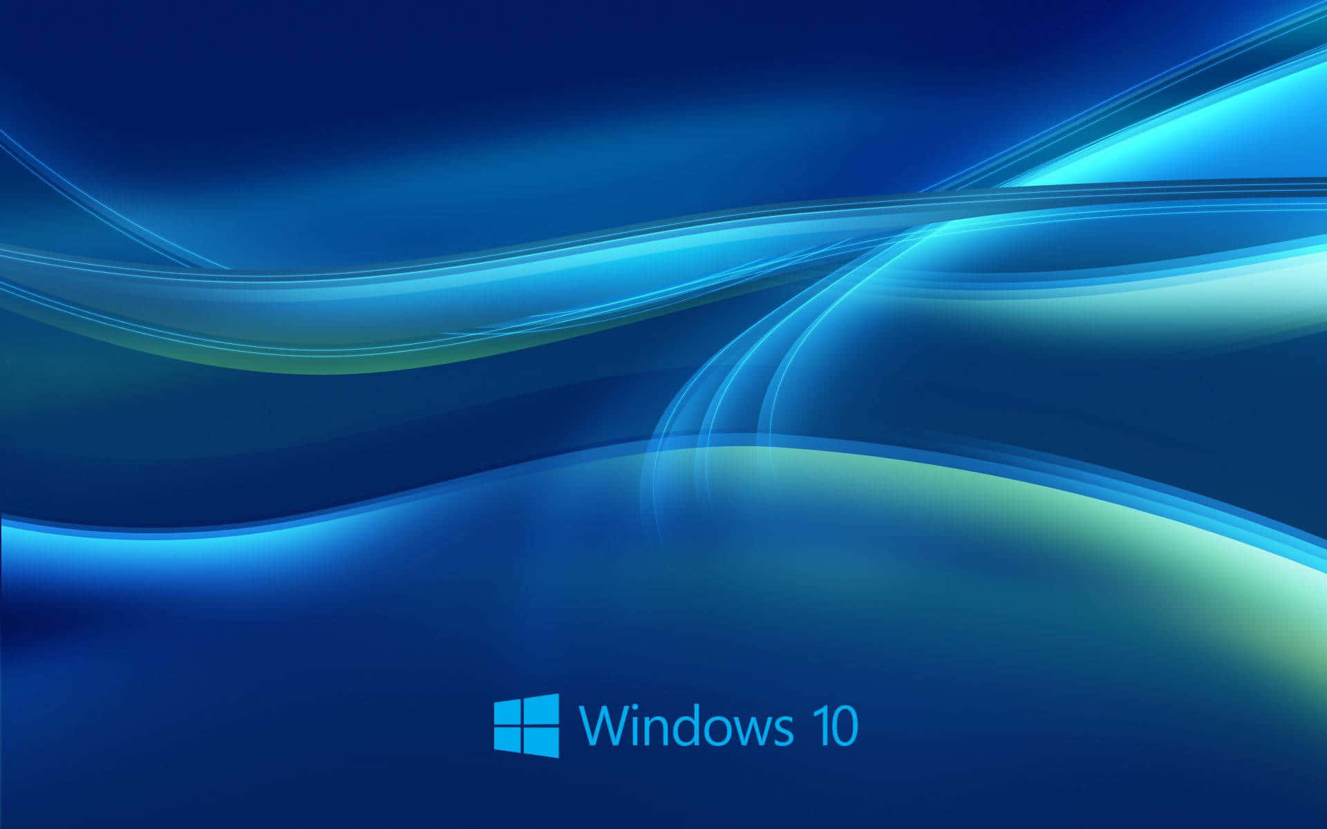 青いWindows 10の波模様の背景 壁紙