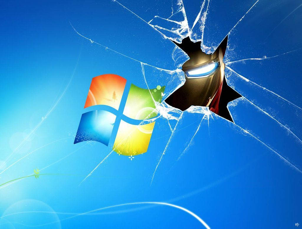 アイアンマン 壊れたWindows画面 壁紙