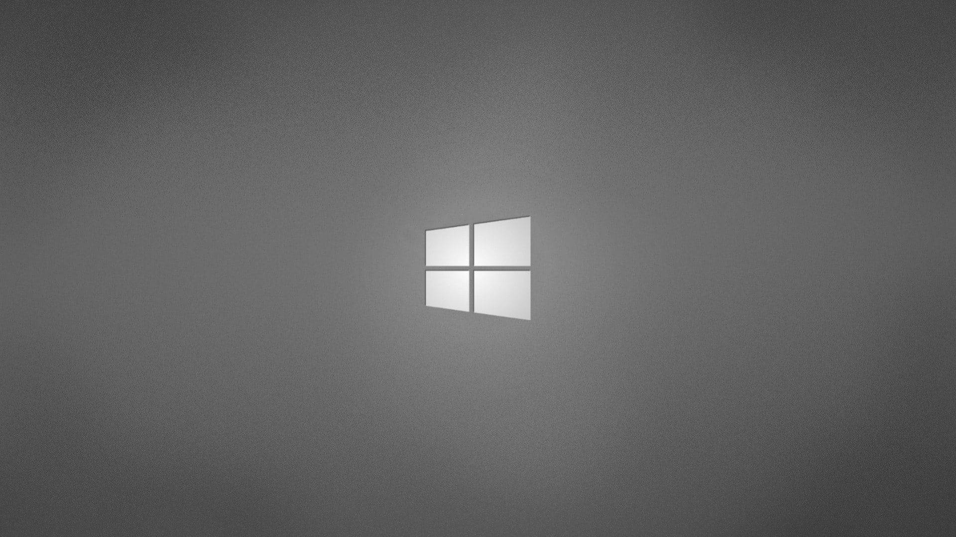 無地のグレー背景に浮かぶWindowsロゴ 壁紙