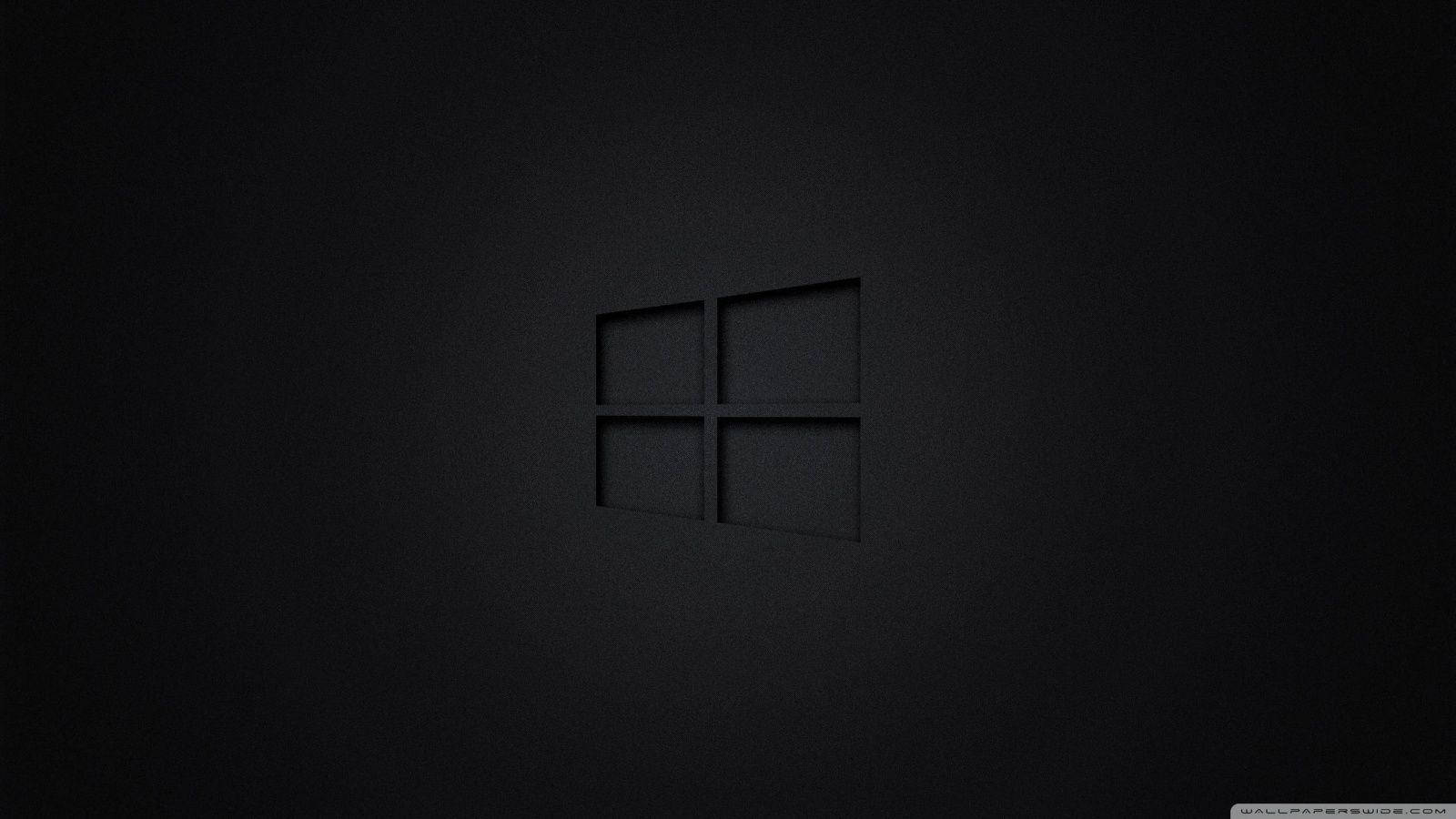 黒いWindowsアイコンのPC 壁紙