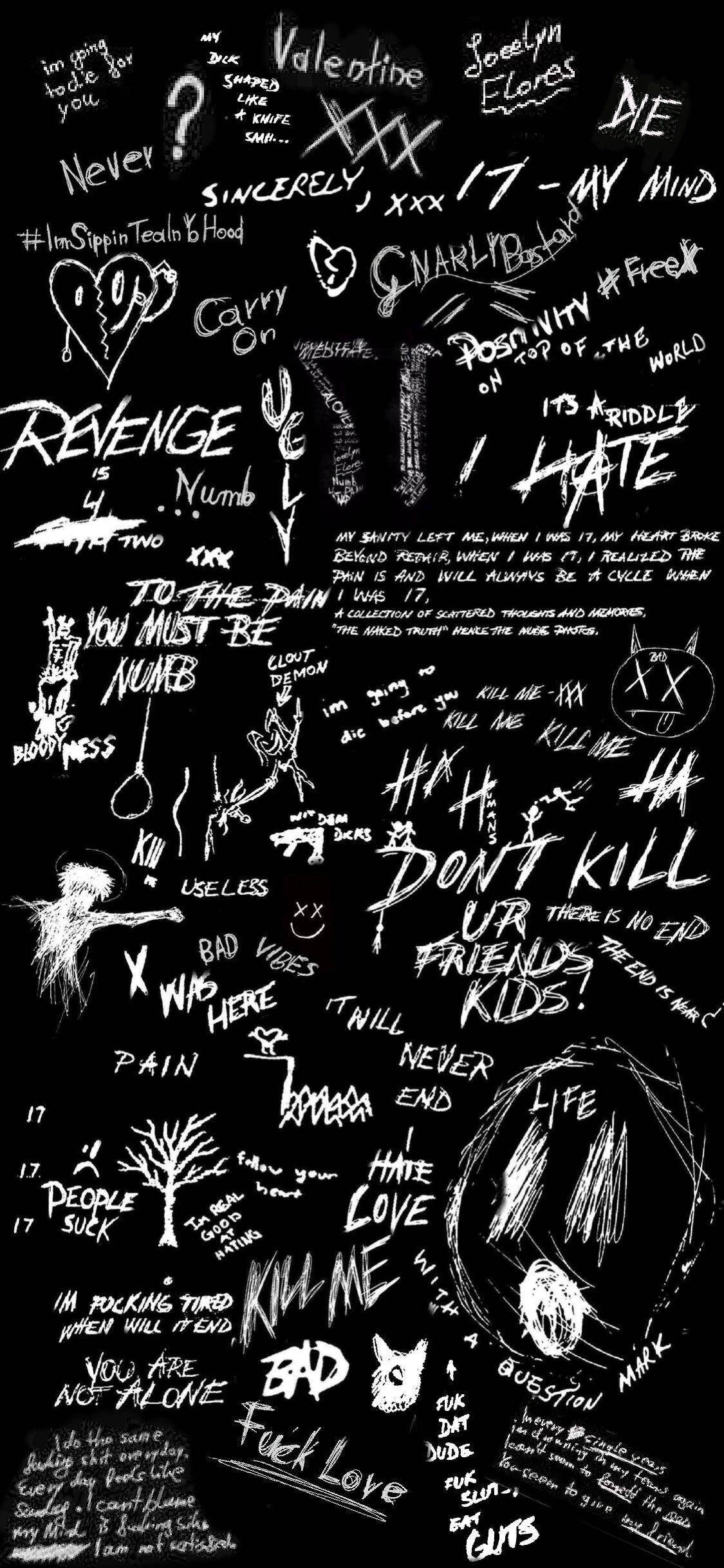 XXXTentacion 美的歌詞コラージュ 壁紙
