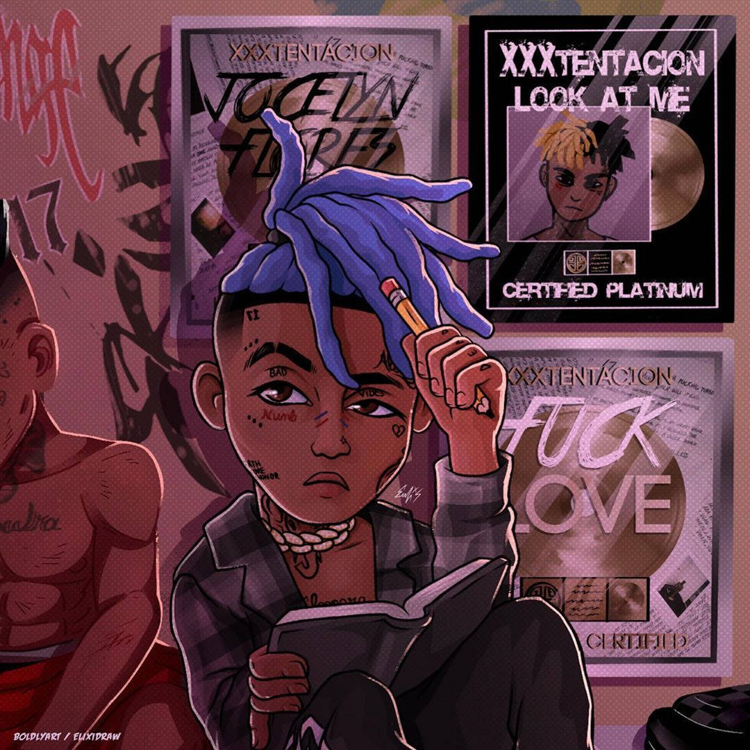 Xxxtentacionのアニメ風アートワーク 壁紙