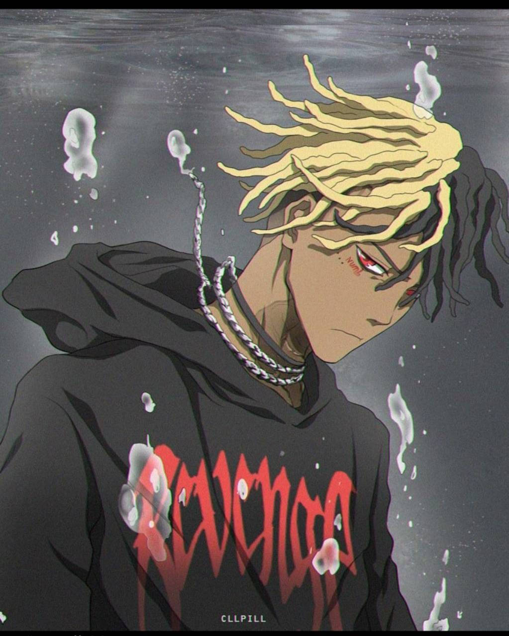 Xxxtentacion アニメ風 黒ジャケット 壁紙