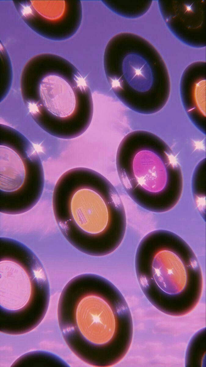 Y2K美学のビニールレコード 壁紙