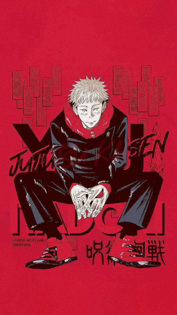 Yuji Itadori 赤のアート 呪術廻戦 スマホ 壁紙