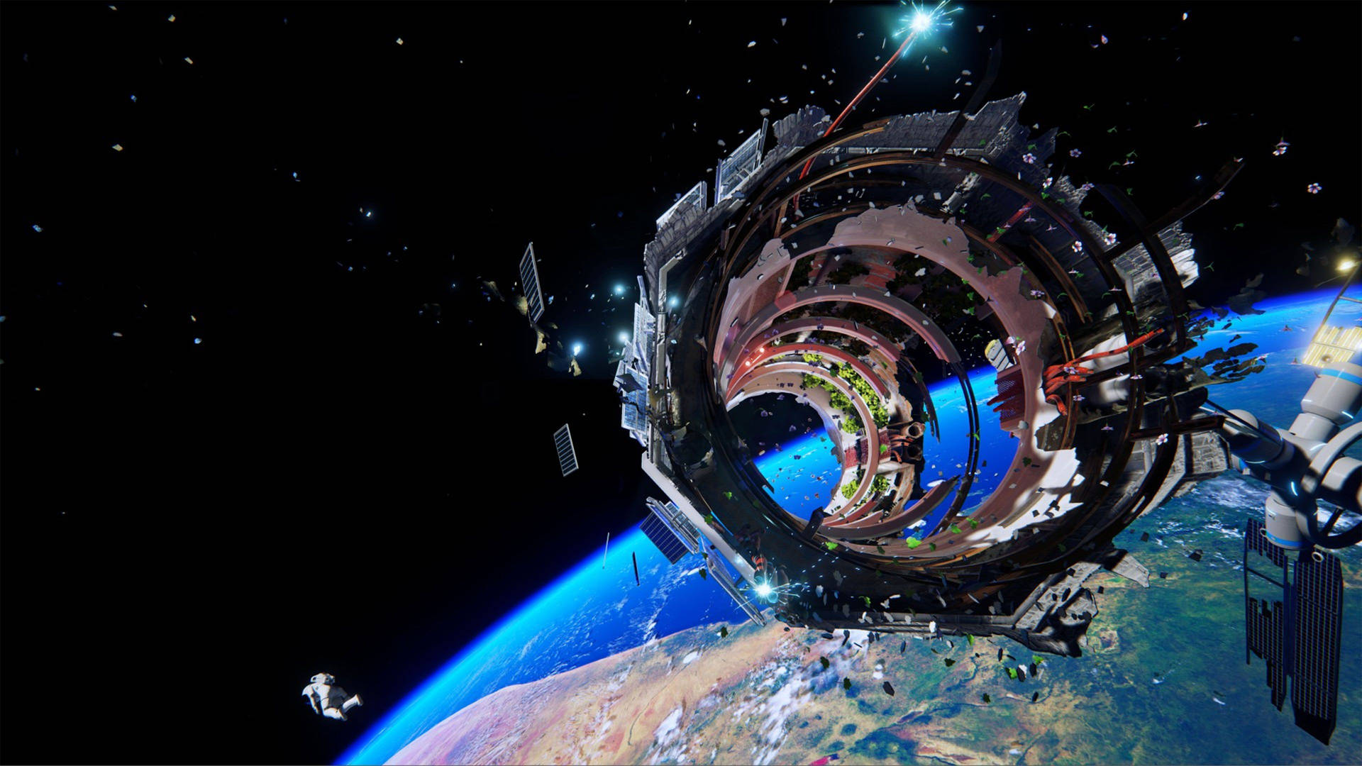 宇宙に浮かぶ衛星の4K壁紙。