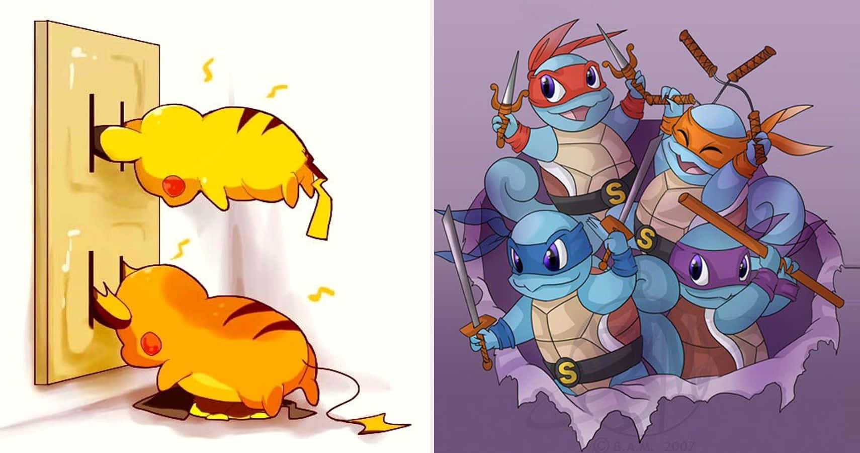 おかしなポケモンニンジャとピカチュウの写真 壁紙