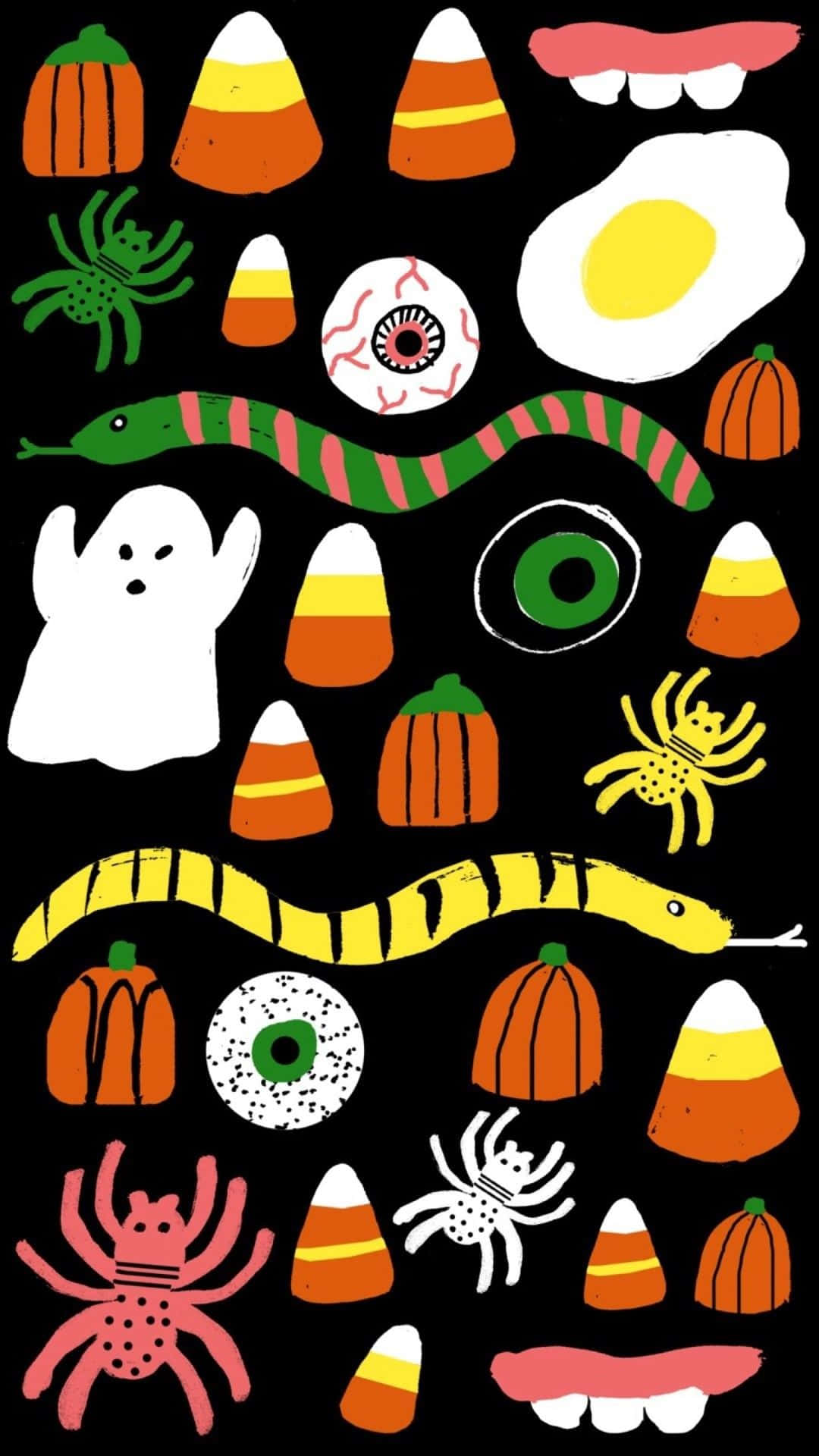 おしゃれでかわいいハロウィンの不気味なアイコンベクターアート 壁紙