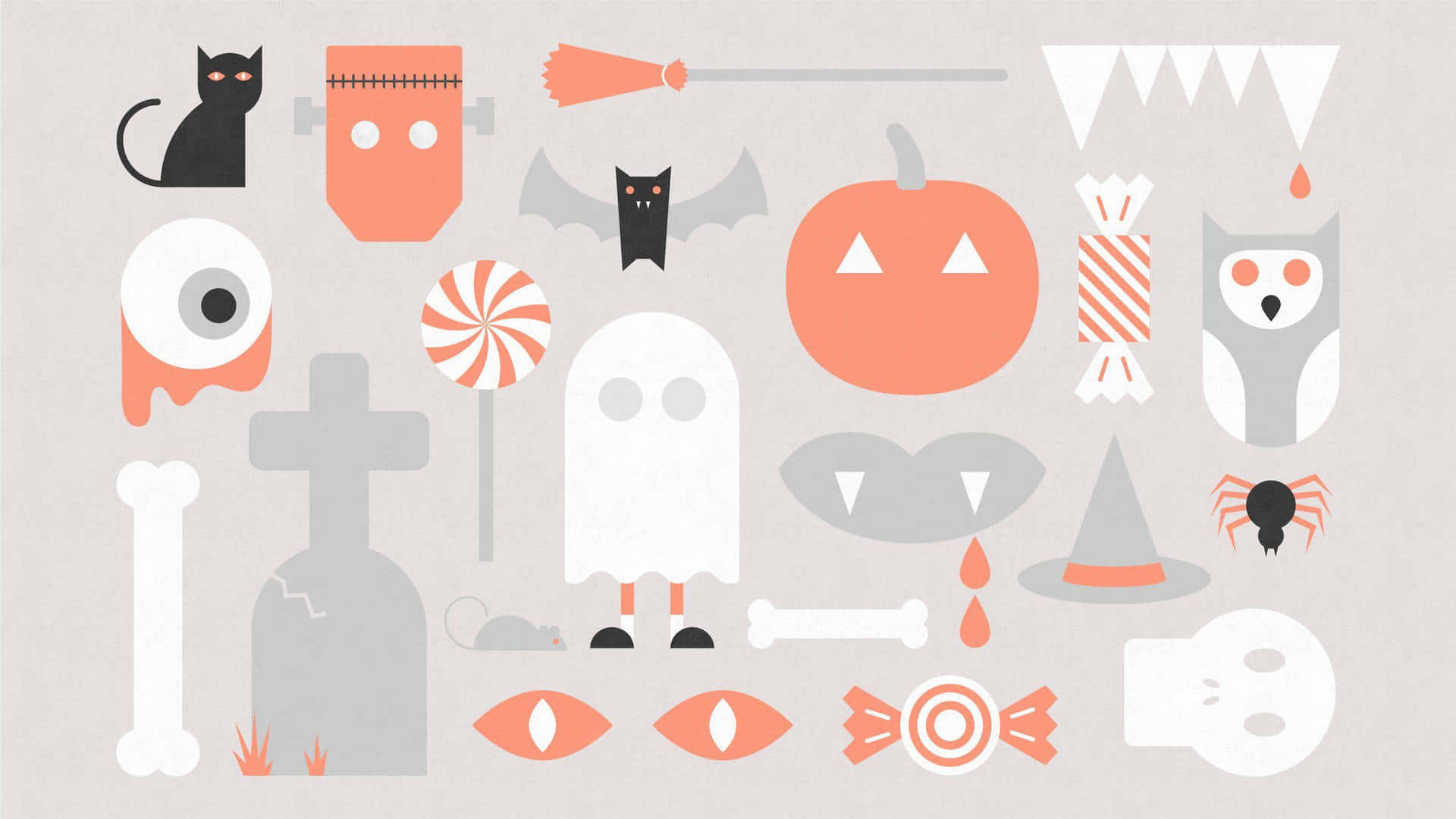 おしゃれで可愛いハロウィンアイコンのグラフィックアート 壁紙