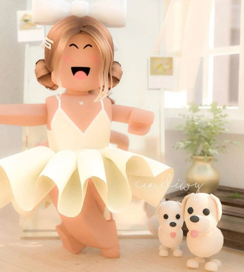 おしゃれなRobloxガールと犬 壁紙