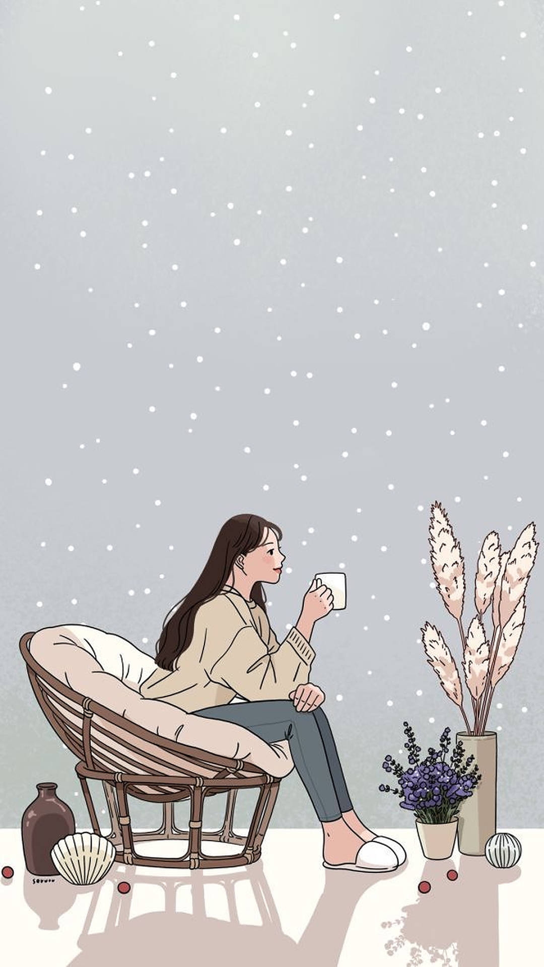 おしゃれなコーヒーを飲む女性の壁紙