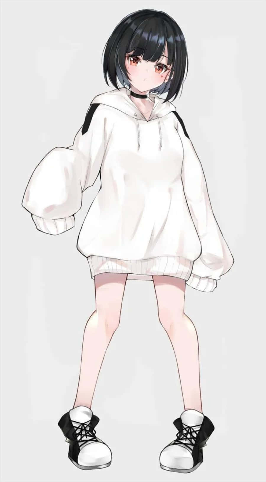 おしゃれなパーカーを着たアニメ風の女の子 壁紙
