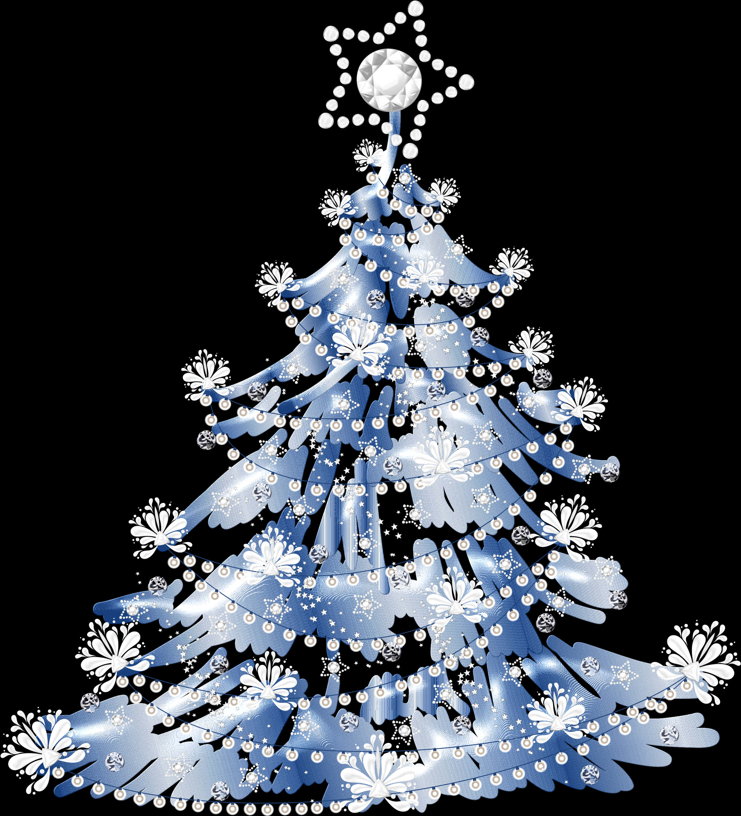 おしゃれな青いクリスマスツリーのイラスト 壁紙