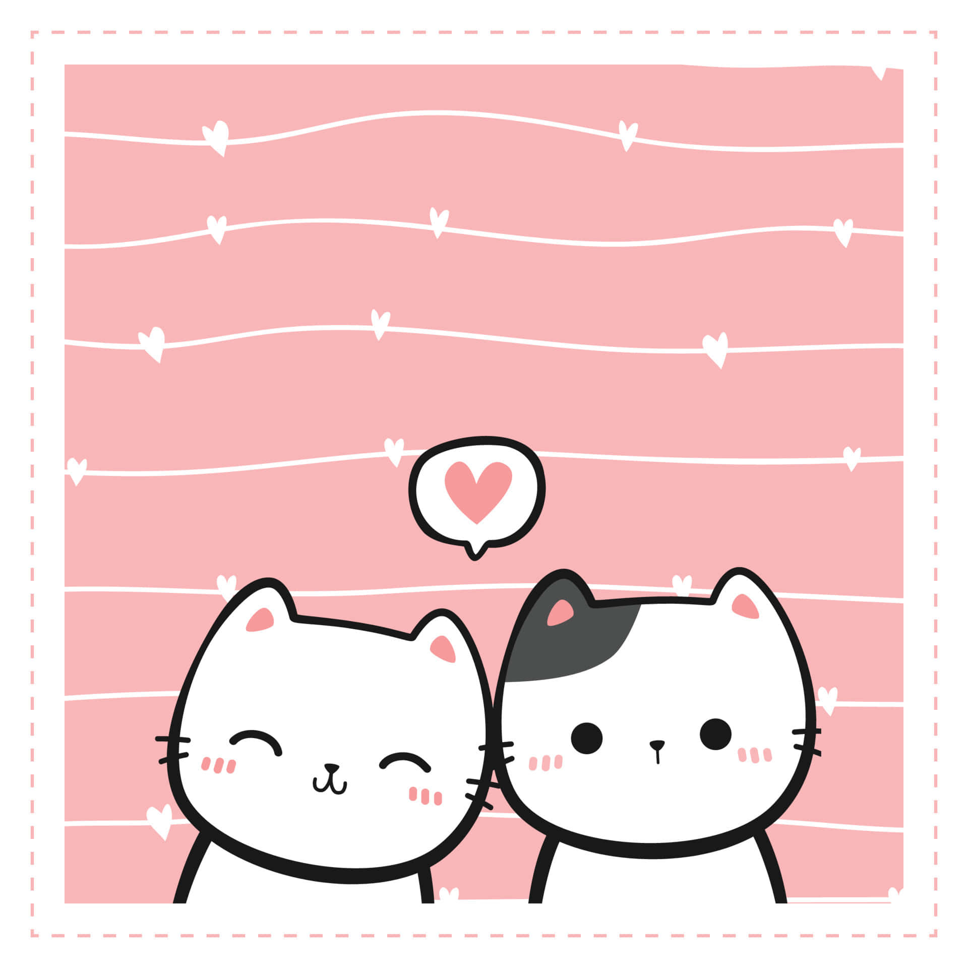 お揃い猫PFP 照れ顔 壁紙