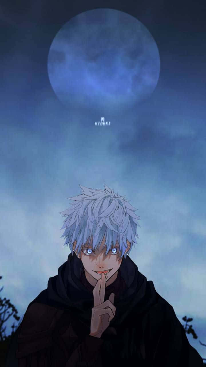 かっこいいアニメ五条悟と月 壁紙