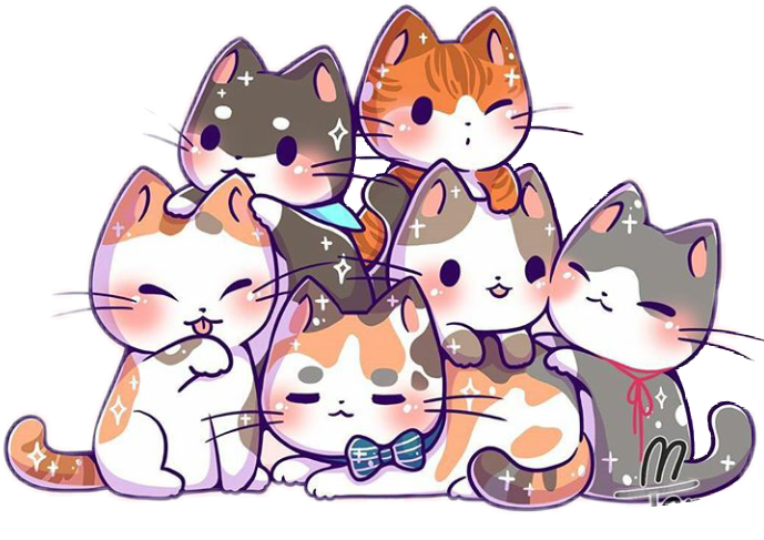 かわいい_漫画風_猫の_山 壁紙