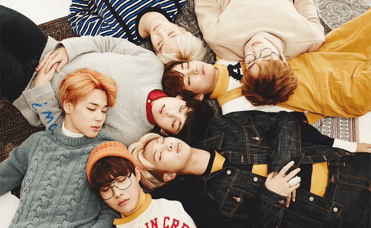 かわいいBTSが寄り添って眠る 壁紙