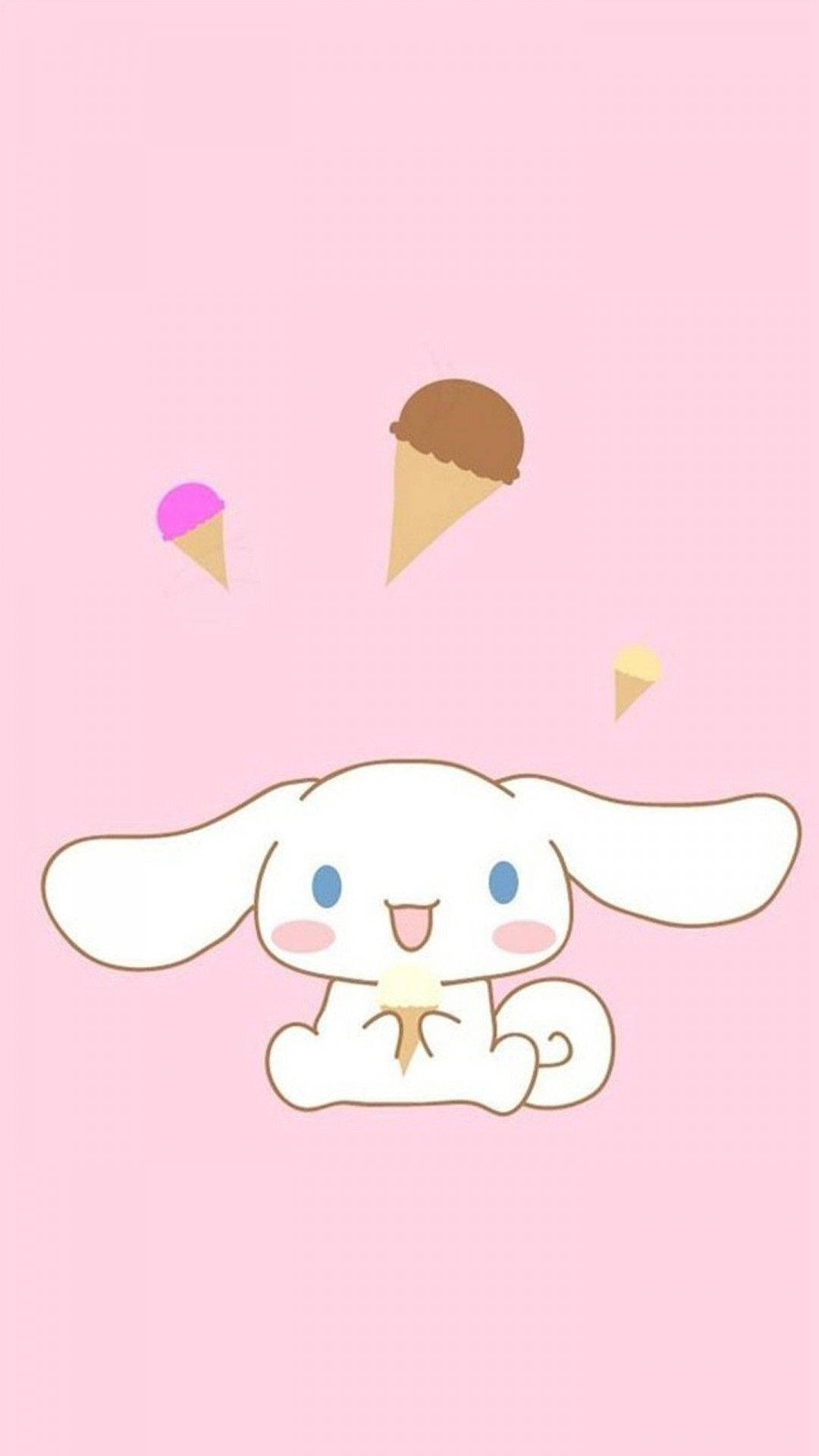 かわいいHD シナモロールがアイスクリームを食べている 壁紙