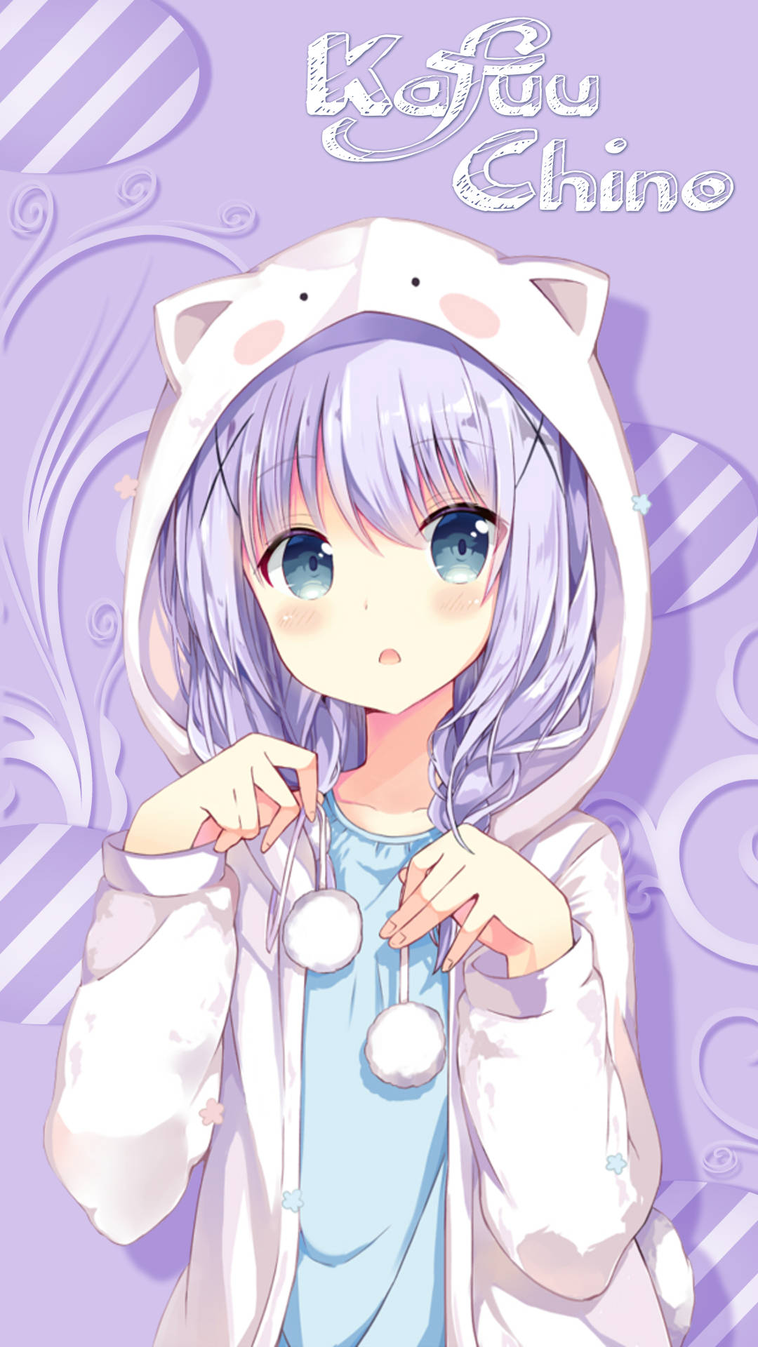かわいいアニメ「ご注文はうさぎですか？」の香風智乃がうさぎパーカーを着た壁紙 壁紙