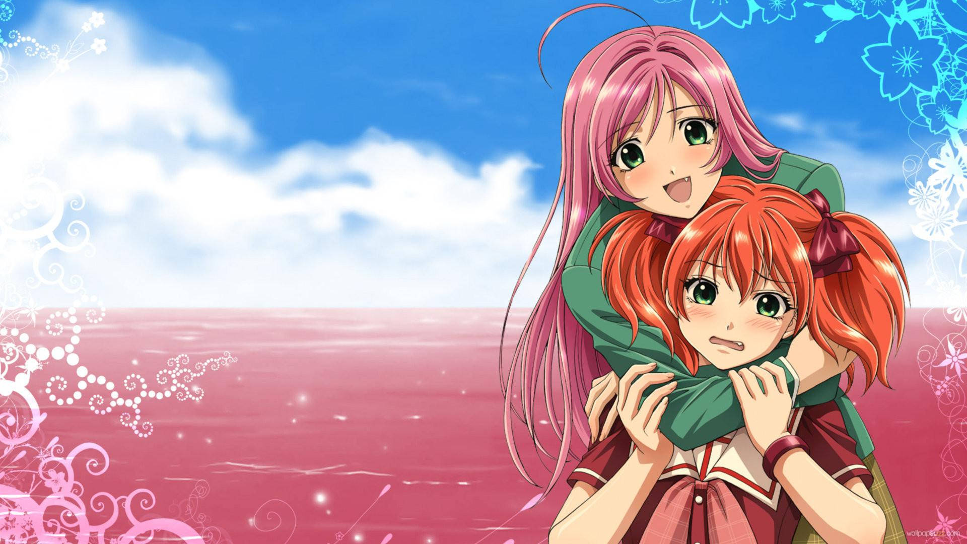 かわいいアニメ『ロザリオとバンパイア』のモカとココア 壁紙
